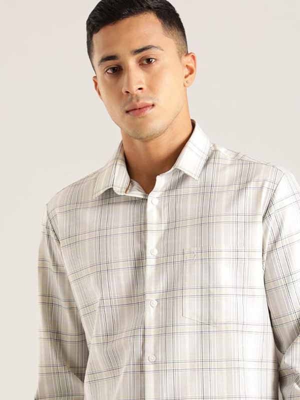 Indian Terrain Men Checkered Grey Shirt